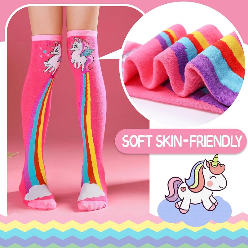 ANTSANG Kids Girls Knee High Socks Long Boot Crazy Silly Fun Gift Cute Tall Animal Socks for Child 6 Pairs - Image 2
